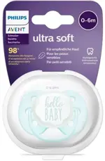 AVENT Ultra Soft Пустышка силиконовая, 0-6 месяцев, 1 шт, с футляром, арт. SCF522/01 фото