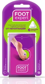 Foot Expert пластырь гидроколлоидный от натоптышей, 4смх4см, пластырь, 6 шт. фото 