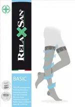 Relaxsan Basic Stay-up 280 den Чулки компрессионные 2 класс компрессии, р. 3(L), пара, 1 шт, черного цвета, арт. 970 (22-27 mm Hg) фото