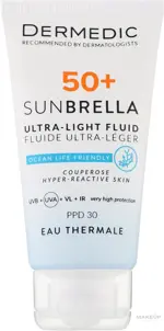 Дермедик Sunbrella ультра-легкий солнцезащитный флюид, флюид, 40 мл, 1 шт, SPF50, для чувствительной кожи фото