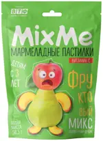 MixMe Витамин С, 30 мг, пастилки мармеладные, 58 г, 1 шт, яблоко + груша + персик, фруктовый микс фото