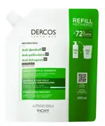 Vichy Dercos интенсивный шампунь-уход против перхоти для нормальных и жирных волос, шампунь, 390 мл, 1 шт, сменный блок фото