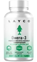 Layco Омега-3 жирные кислоты высокой концентрации, капсулы, 60 шт, растительная капсула фото 