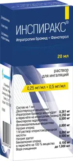 Инспиракс, 0.25 мг+0.5 мг/мл, раствор для ингаляций, 20 мл, 1 шт. фото 