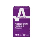 Метформин Пролонг-Акрихин, 750 мг, таблетки с пролонгированным высвобождением, покрытые пленочной оболочкой, 30 шт. фото 1