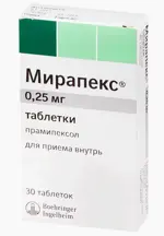 Мирапекс, 0.25 мг, таблетки, 30 шт. фото