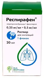 Респирафен, 0.25 мг+0.5 мг, раствор для ингаляций, 20 мл, 1 шт. фото