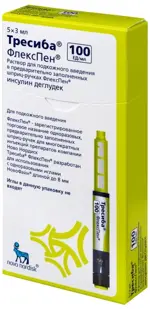 Тресиба, 100 ЕД/мл, раствор для подкожного введения, 3 мл, 5 шт, в шприц-ручках ФлексПен Тресиба, 100 ЕД/мл, раствор для подкожного введения, 3 мл, 5 шт, в шприц-ручках ФлексПен фото 3