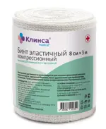 Клинса Бинт эластичный компрессионный, 8 см х 3 м, 1 шт, высокой растяжимости фото