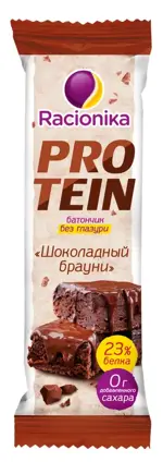 Racionika Батончик высокобелковый, 45 г, 1 шт, шоколадный брауни фото