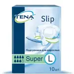 Tena Slip Super Подгузники для взрослых, Large L (3), 10 шт, 92-150 см Tena Slip Super Подгузники для взрослых, Large L (3), 10 шт, 92-150 см фото 1