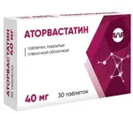 Аторвастатин, 40 мг, таблетки, покрытые пленочной оболочкой, 30 шт. фото