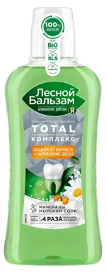 Лесной бальзам Total Комплекс, ополаскиватель полости рта, 400 мл, 1 шт, с морской солью, ромашкой и облепихой фото