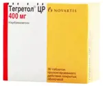 Тегретол ЦР, 400 мг, таблетки пролонгированного действия, покрытые оболочкой, 30 шт. фото