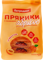 Пряники на фруктозе, 340 г, 1 шт, с абрикосовой начинкой фото