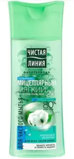 Чистая Линия Шампунь-бальзам мицеллярный для частого мытья хлопковое молочко 2в1, шампунь, 250 мл, 1 шт. фото