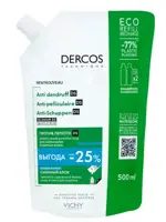 Vichy Dercos интенсивный шампунь-уход против перхоти для нормальных и жирных волос, шампунь, 500 мл, 1 шт, сменный блок фото