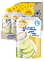 Бабушкино Лукошко Пюре, пюре, 90 г, 1 шт, яблоко + банан + творог фото