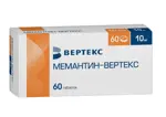 Мемантин-Вертекс, 10 мг, таблетки, покрытые пленочной оболочкой, 60 шт. фото 