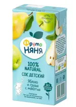 Фрутоняня Сок, сок, 500 мл, 1 шт, яблоко + груша, с мякотью, без сахара фото 2