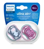 AVENT Ultra Air пустышка силиконовая ортодонтическая с футляром, 18+ месяцев, 2 шт, арт. SCF349/22 фото