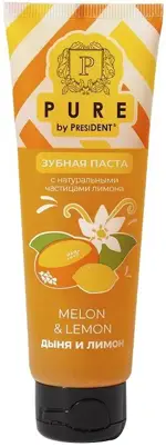 Pure by PresiDENT Зубная паста Дыня и лимон, паста зубная, 100 г, 1 шт, с фтором фото 