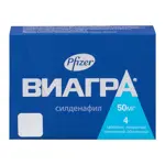 Виагра, 50 мг, таблетки, покрытые пленочной оболочкой, 4 шт. Виагра, 50 мг, таблетки, покрытые пленочной оболочкой, 4 шт. фото 1