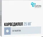 Карведилол, 25 мг, таблетки, 30 шт. фото 