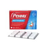 Ренни, 680 мг+80 мг, таблетки жевательные, 12 шт, ментол Ренни, 680 мг+80 мг, таблетки жевательные, 12 шт, ментол фото 1