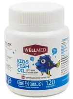 Wellmed Kids fish oil детский рыбий жир, капсулы, 120 шт, для детей с 3 лет фото