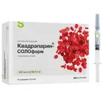 Квадрапарин-Солофарм, 10000 анти-Ха МЕ/мл, раствор для инъекций, 0.4 мл, 10 шт, 4000 анти-Ха МЕ/0.4 мл фото 