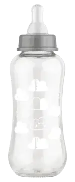 Lubby Бутылочка стеклянная с силиконовой соской, узкое горло, 0+ мес, 250 мл, 1 шт, арт. 16031 фото 2