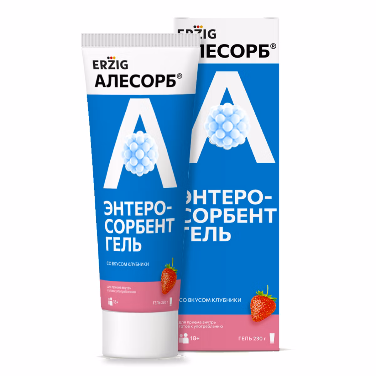 Алесорб энтеросорбент гель Эрциг, гель для приема внутрь, 230 г, 1 шт, клубника фото 