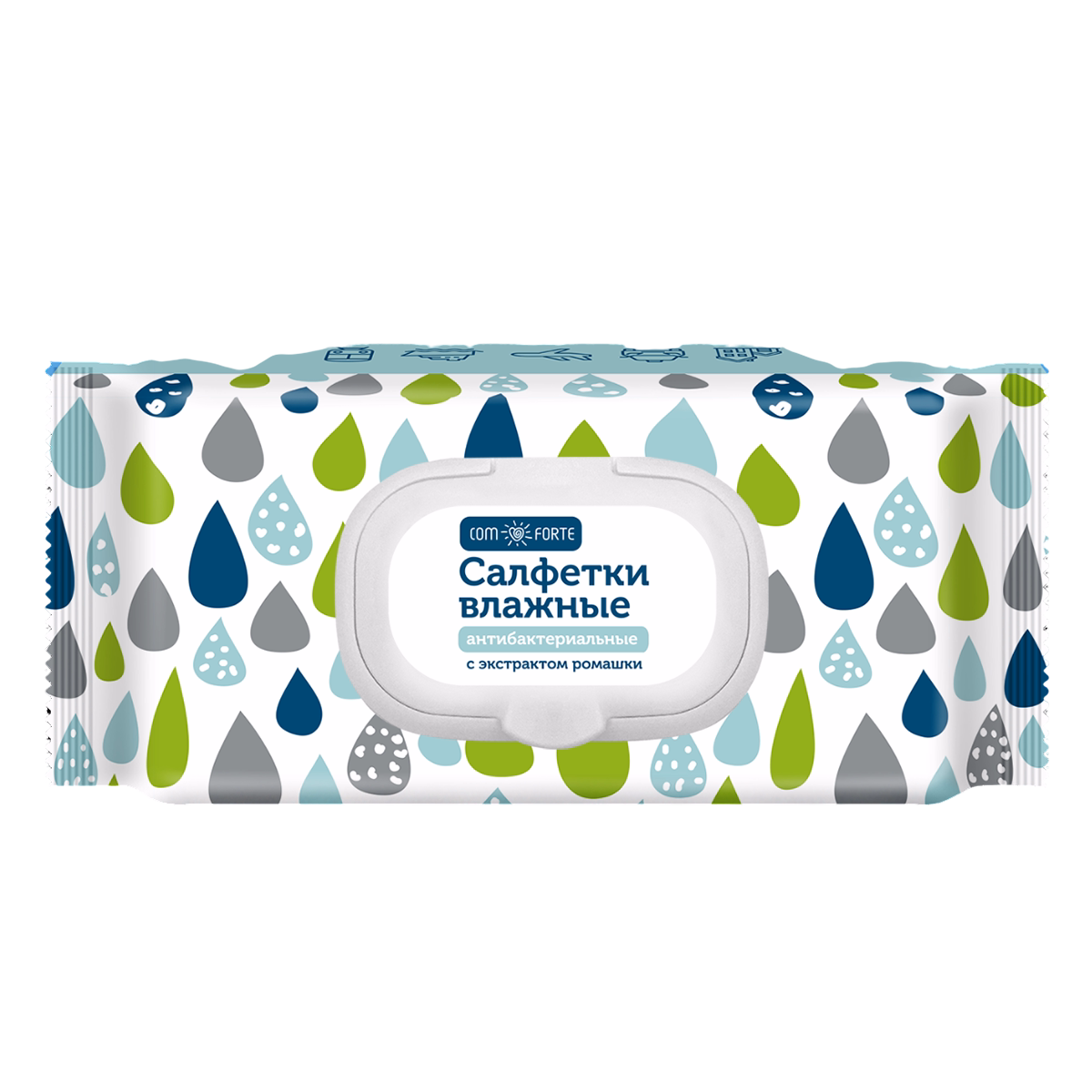 ComForte Салфетки влажные антибактериальные, салфетки, 120 шт, с экстрактом ромашки фото