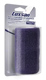 Luxsan Бинт эластичный самофиксирующийся на полипропиленовой основе, 10 см х 4 м, бинт эластичный, 1 шт, фиолетовый фото