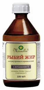 Mirrolla Рыбий жир с витамином E, жидкость для приема внутрь, 100 мл, 1 шт. фото 