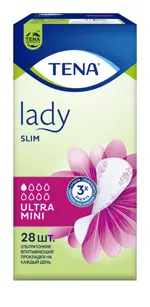 Tena Lady Slim Ultra Mini прокладки урологические, прокладки урологические, 28 шт, 1 капля фото 2