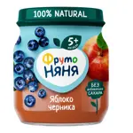 Фрутоняня детское пюре, пюре, 100 г, 1 шт, яблоко + черника фото