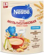 Nestle Каша молочная Мультизлаковая, каша детская молочная, 200 г, 1 шт, груша + персик фото