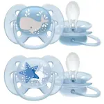 AVENT Ultra Air пустышка силиконовая ортодонтическая с футляром, 6-18 месяцев, 2 шт, для мальчиков, арт. SCF223/03 фото