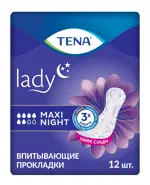 Tena Lady Maxi Night Прокладки урологические, прокладки урологические, 12 шт, 6 капель фото