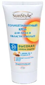 Sun style крем солнцезащитный для лица и области декольте, крем, 75 мл, 1 шт, SPF 30 фото