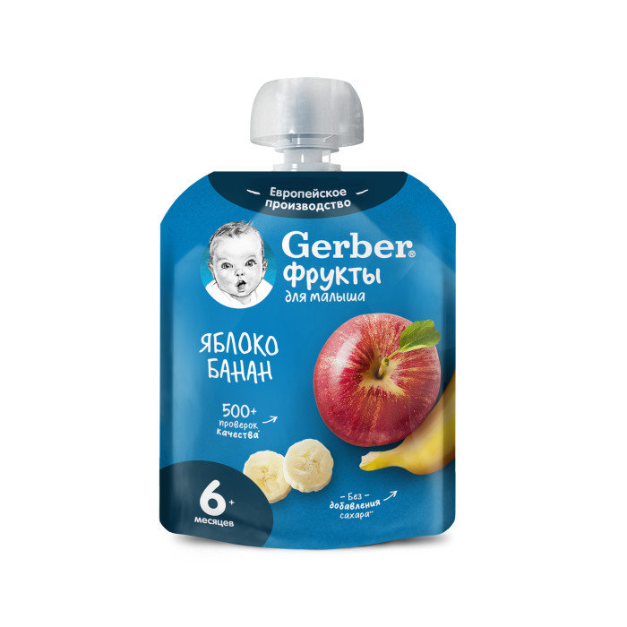 Гербер детское пюре, пюре, 90 г, 1 шт, яблоко + банан фото