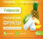 Vitaverde Жевательная резинка без сахара, 12 шт, тропические фрукты фото