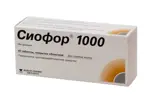 Сиофор 1000, 1000 мг, таблетки, покрытые оболочкой, 60 шт. фото