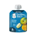 Гербер детское пюре, пюре, 90 г, 1 шт, манго + яблоко фото