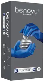 Benovy Latex High risk Перчатки латексные одноразовые нестерильные особо прочные, Small S, перчатки, пара, 25 шт, синего цвета фото