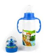 Бусинка Бутылочка с ручками и погремушкой, 240 мл, 1 шт, цвет в ассортименте, арт. 1114 фото