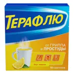 ТераФлю от гриппа и простуды, порошок для приготовления раствора для приема внутрь, 22.1 г, 10 шт, лимон ТераФлю от гриппа и простуды, порошок для приготовления раствора для приема внутрь, 22.1 г, 10 шт, лимон фото 1