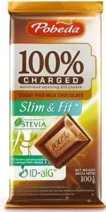 Победа Чаржед шоколад молочный без добавления сахара Slim&Fit, 100 г, 1 шт. фото